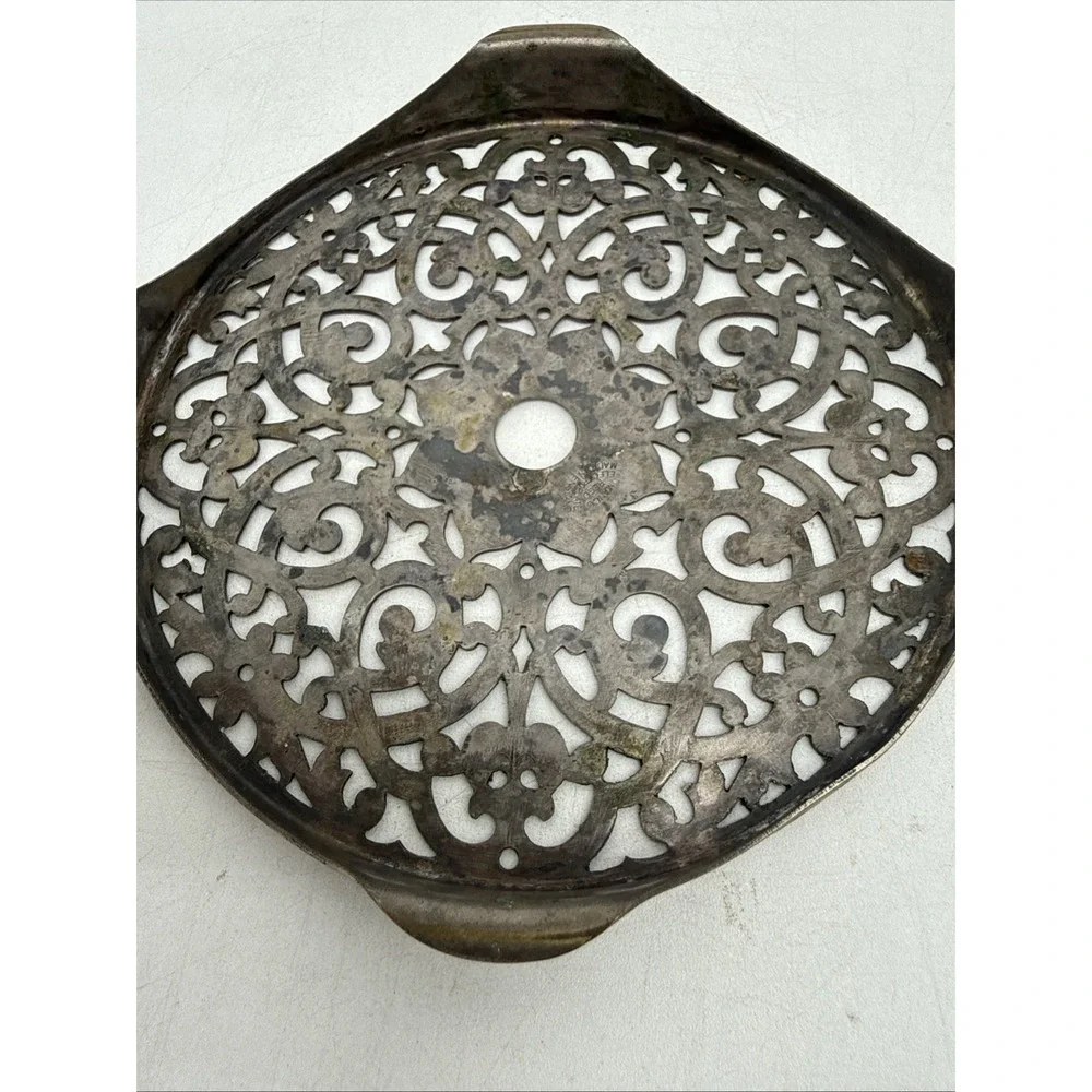 Vintage Silverplate English Pierced Trivet by Manco Made In England